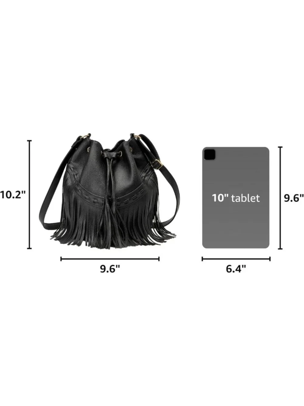 Stylish Leather Bucket Bag for Women - Crossbody Fringe Purse with Tassels
